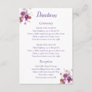 Wonderful Watercolor purple flower directions Enclosure Card