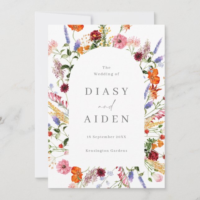 Wonderful Watercolor Wildflower Wedding Program (Front)