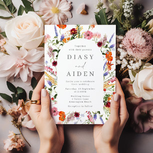 Wonderful Watercolor Wildflowers Wedding Invitation