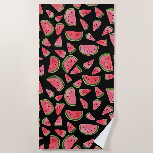 Wonderful Watermelons Summer Fun Fruit Beach Towel (Front)