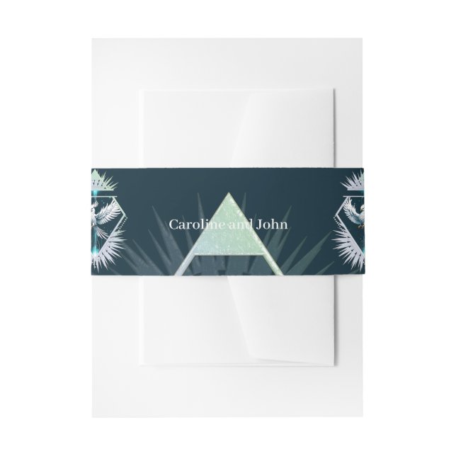 Wonderful white fantasy phoenix. invitation belly band (Front Example)