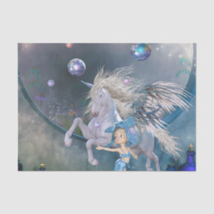 Wonderful white unicorn with little fairy tissue paper