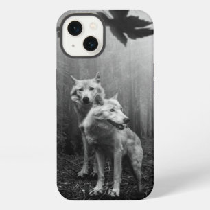 Wonderful Wolves Black and White Leaf Us Alone  iPhone 13 Case