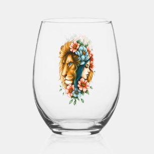 Wonderful woman whose long, flowing hair stemless wine glass