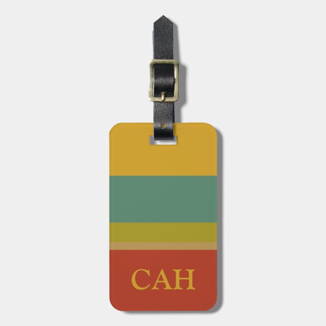 Wonderful World Palette Stripe Monogram Luggage Tag (Front Vertical)