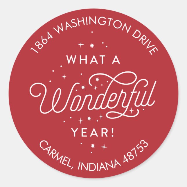 Wonderful Year Roung Holiday Return Address Label (Front)