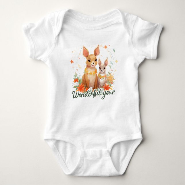 Wonderful year too baby bodysuit (Front)
