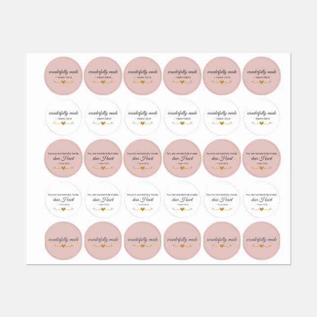 Wonderfully Made Psalm 139:14 Christian Labels (Sheet)