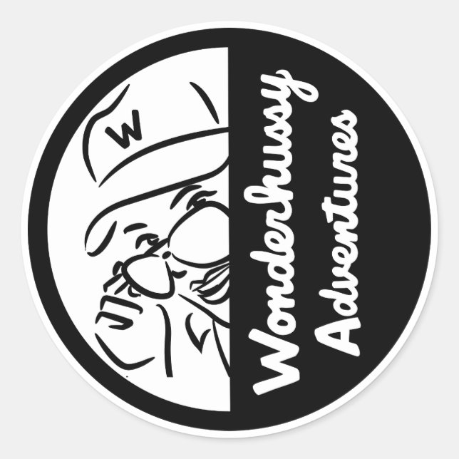 Wonderhussy Adventures Black & White Peek-a-boo Classic Round Sticker (Front)