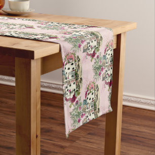 Wonderland Alice Blush Pink Deck of Cards Guard Short Table Runner