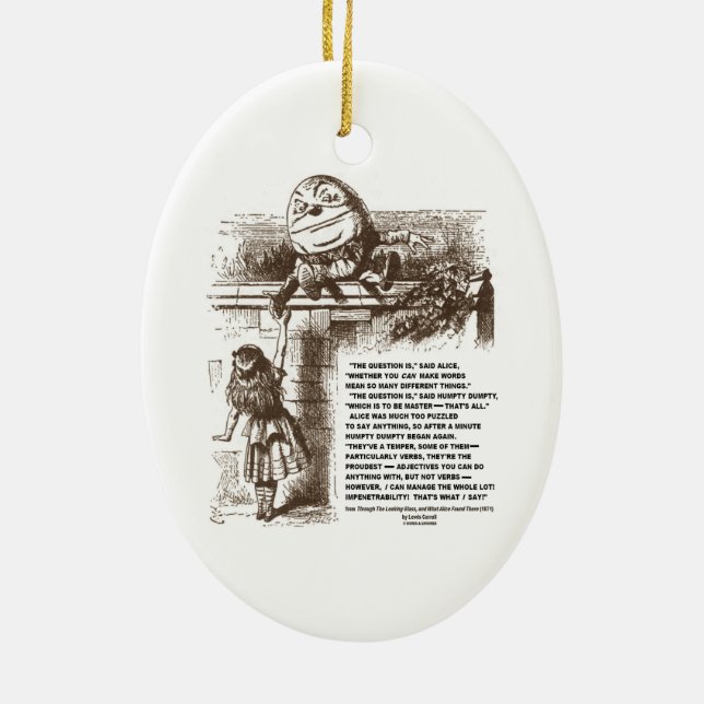 Wonderland Alice Humpty Dumpty Conversation Quote Ceramic Tree Decoration (Back)