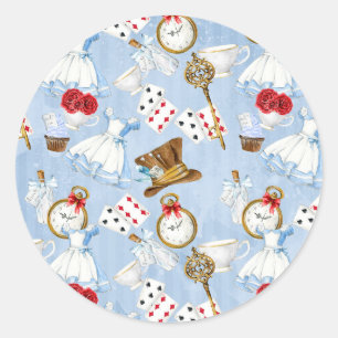 Wonderland Alice Pattern Classic Round Sticker