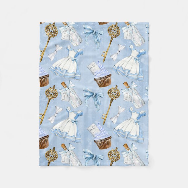 Wonderland Alice Pattern Fleece Blanket (Front)