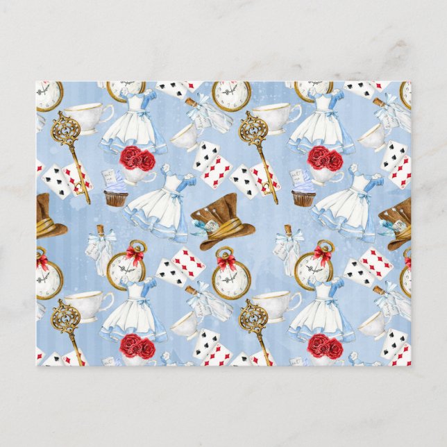 Wonderland Alice Pattern Postcard (Front)