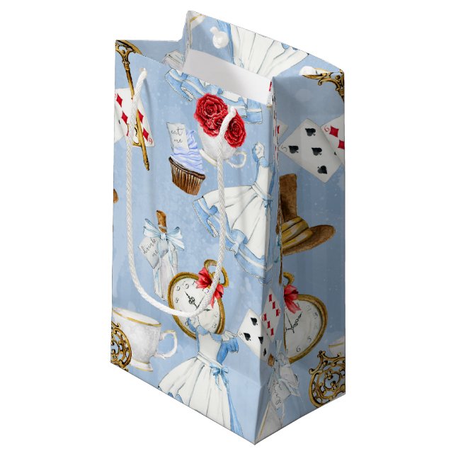 Wonderland Alice Pattern Small Gift Bag (Front Angled)