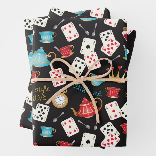 Wonderland Alice Pattern Wrapping Paper Sheet  (In situ)