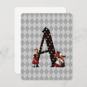 Wonderland Alice & Queen of Hearts Letter A Card