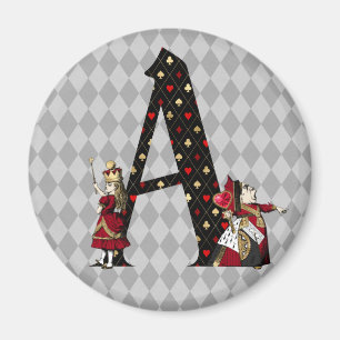 Wonderland Alice & Queen of Hearts Letter A  Magnet