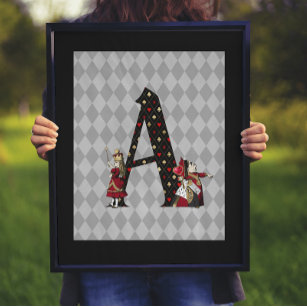 Wonderland Alice & Queen of Hearts Letter A  Poster