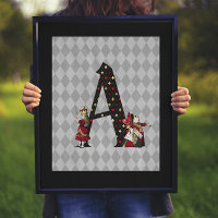Wonderland Alice & Queen of Hearts Letter A 