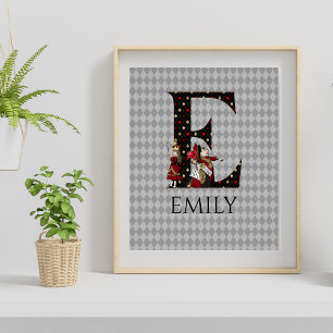 Wonderland Alice & Queen of Hearts Letter E  Poster