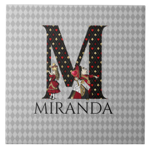 Wonderland Alice & Queen of Hearts Letter M  Tile