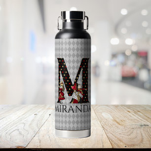 Wonderland Alice & Queen of Hearts Letter M Water Bottle