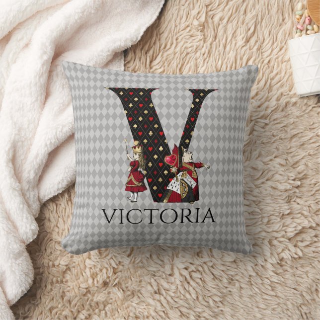Wonderland Alice & Queen of Hearts Letter V Cushion (Blanket)