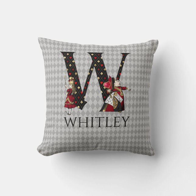 Wonderland Alice & Queen of Hearts Letter W Cushion (Front)
