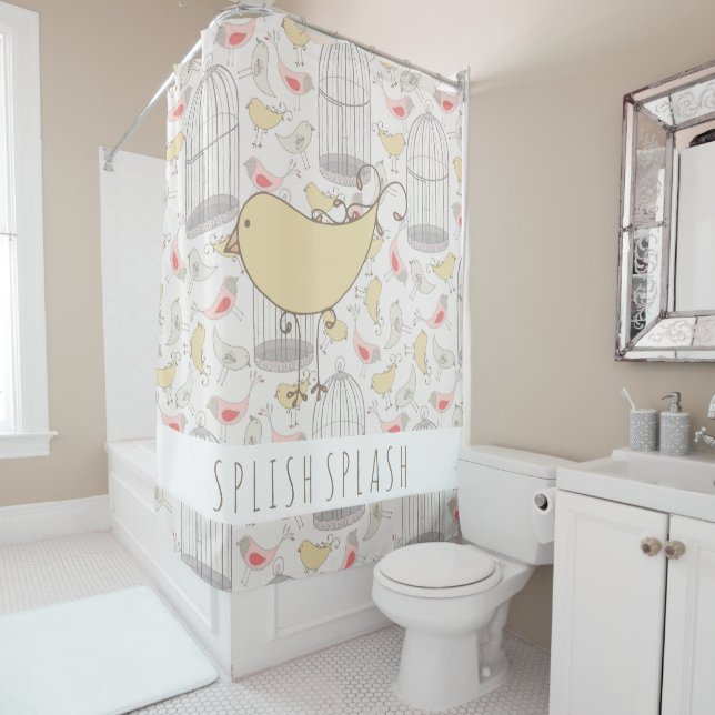 Wonderland Birds and Cages Shower Curtain (In Situ)