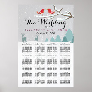 Wonderland Birds Deer Winter Wedding Seating Chart