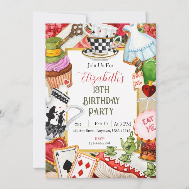 Wonderland Birthday Invite (Front)