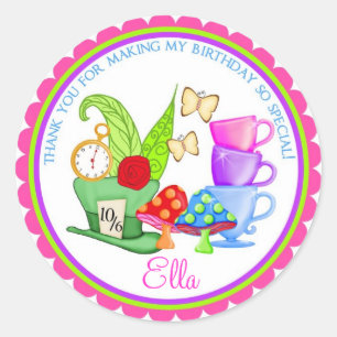Wonderland Birthday Party Stickers