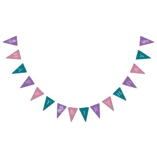 Wonderland Birthday Purple Pink Teal Bunting