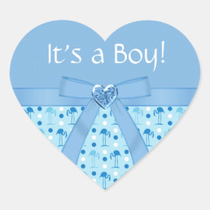Wonderland Blue Flamingo New Baby Boy Stickers