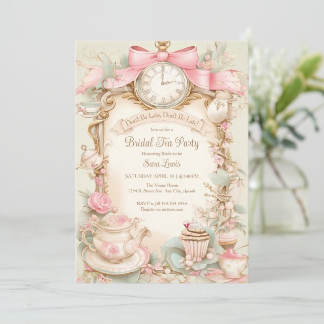 Wonderland Bridal shower invitation, Alice invite (Standing Front)