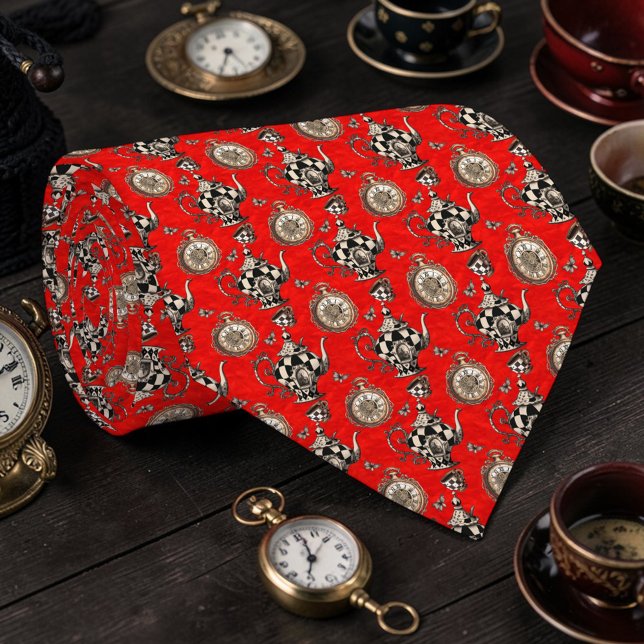 Wonderland Classic Teapot Pattern Necktie Tie (Creator Uploaded)