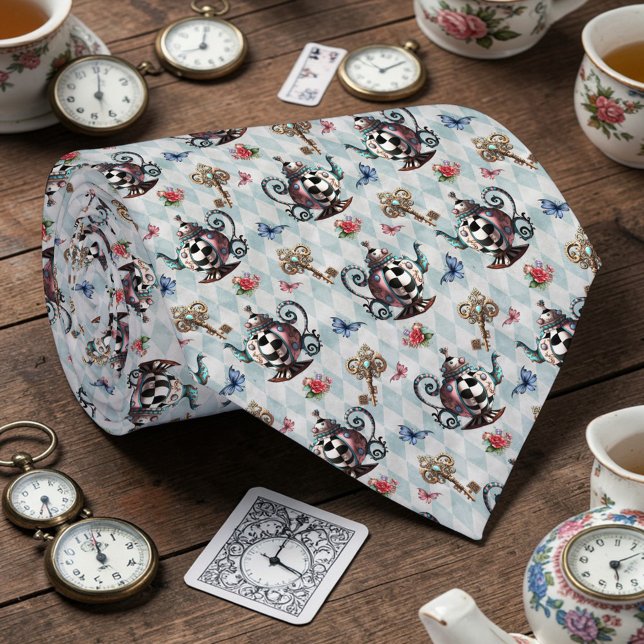 Wonderland Classic Teapot Pattern Necktie Tie (Creator Uploaded)
