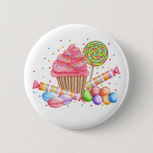Wonderland Cupcake Candy Lollipop Sweet Tarts 6 Cm Round Badge (Front)
