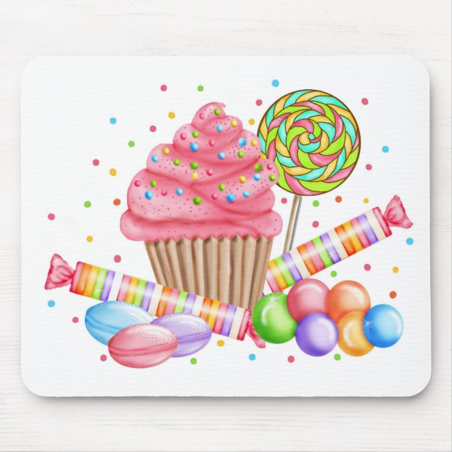 Wonderland Cupcake Candy Lollipop Sweet Tarts Mouse Pad (Front)