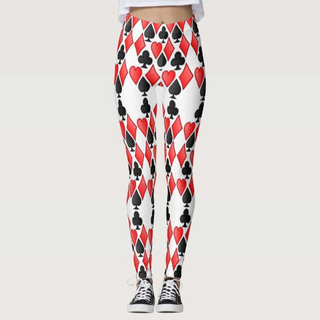 Wonderland Diamond Spade Heart and Club Print Leggings (Front)