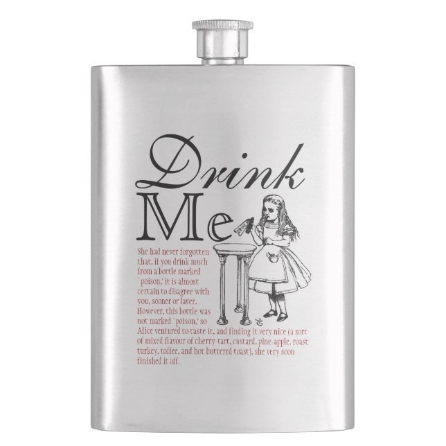 Wonderland Drink Me Classic Flask in Black and Red (Front)