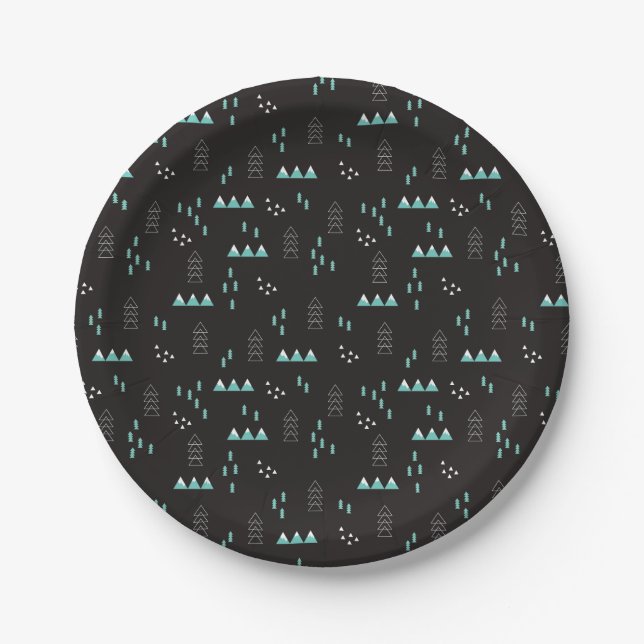 Wonderland Geometric Night Pattern Paper Plate (Front)