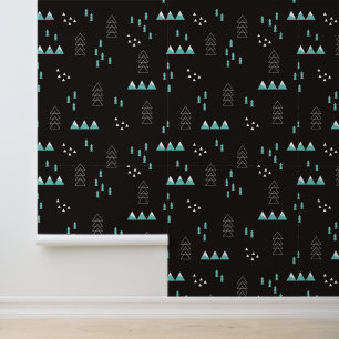 Wonderland Geometric Night Pattern Wallpaper