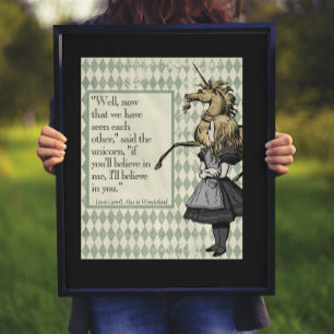 Wonderland I'll Believe In You Unicorn Quote Poste Poster