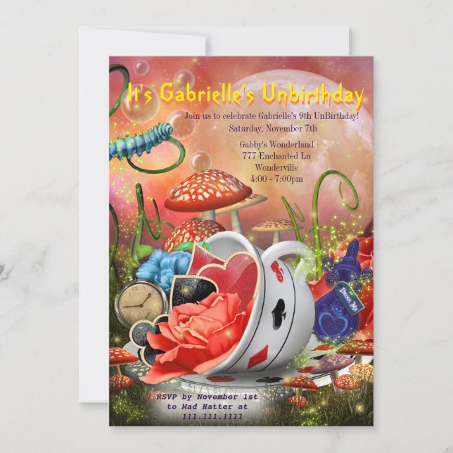 Wonderland Invitation, Wonderland Party Invitation (Front)