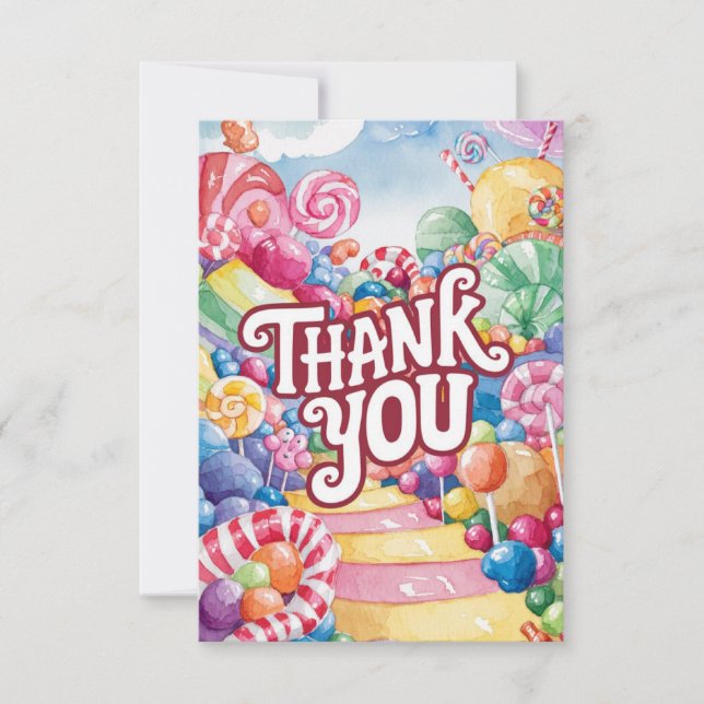 Wonderland Lollipop Candyland thank you card (Front)