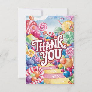 Wonderland Lollipop Candyland thank you card