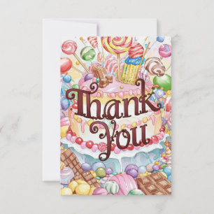 Wonderland Lollipop Candyland thank you card