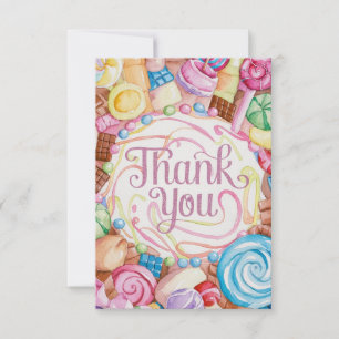 Wonderland Lollipop Candyland thank you card